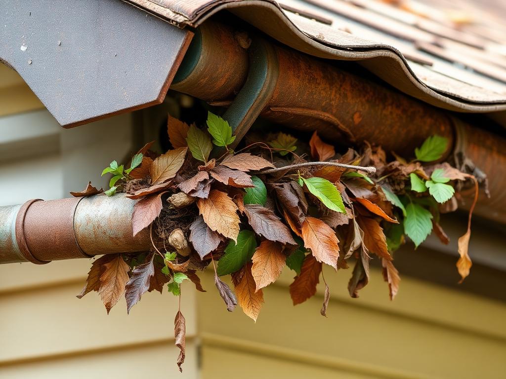 Before: clogged old gutter